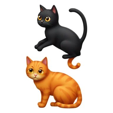One Black Cat and one Orange Cat being silly sticker