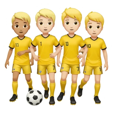 boys play soccer in yellow dress, yellow shrits, yellgow socks. others colors hair sticker