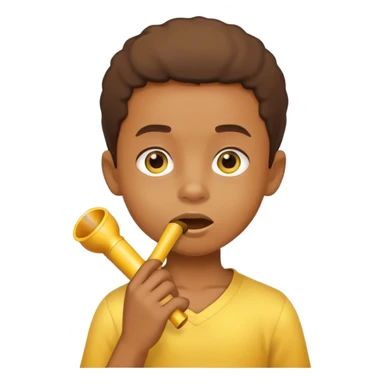 Boy is a Bit Angel He makes a african whistle Sound because of that by inhaling air an forming the Lions a Bit Like He would Kiss someone, do it in the classic yellow Emoji Style  sticker