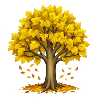 tree with releasing  old yellow leaves  sticker