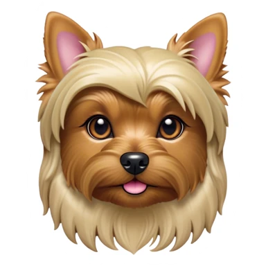 Cinematic Noble Yorkshire Terrier Portrait Emoji, Exuding refined charm and dignified poise, with a lustrous, silky fur in rich, deep hues, alert eyes and a confident expression, simplified yet exquisitely detailed, glowing with a soft, aristocratic radiance, high shine, embodying intelligent grace and classic elegance, soft glowing outline, capturing the essence of a regal Yorkshire Terrier ready to rule the screen with effortless sophistication! sticker