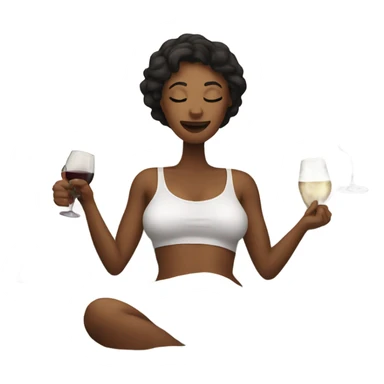 woman in bed drinking wine  sticker