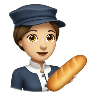 Femme brune française avec un béret et une baguette sticker