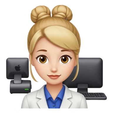 receptionist face with bun sticker