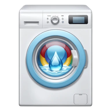 create an icon for white washing machine with big water drop in front sticker