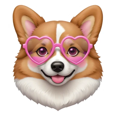 Cute corgi wearing pink heart glasses sticker