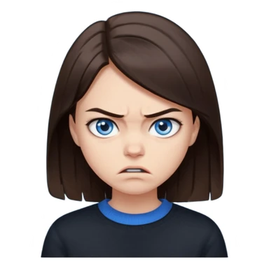 fille cheveux lisse brune yeux bleu pull noir qui regarde mal sticker