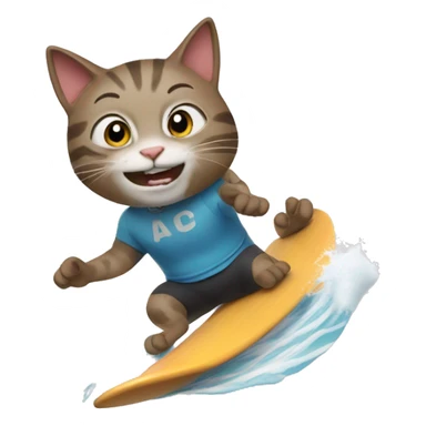 A cat surfing sticker