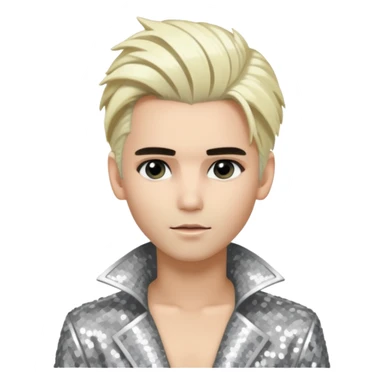 Bill Kaulitz with platinum blonde hair, silver sequin outfit  sticker