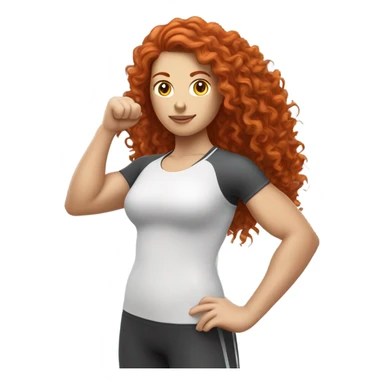 Sporty white Girl kettlebelt coach with long curly red hair sticker