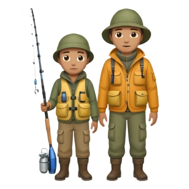 Father and son in fishing gear are cold full body sticker