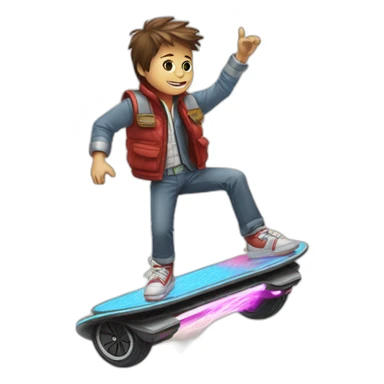 Marty Mcfly on a flying hoverboard sticker