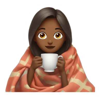 Girl drinking tea with blanket on sticker
