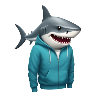 Shark wearing a hoodie sticker