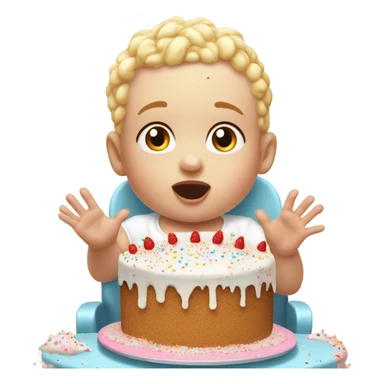 White Baby eating cake  sticker