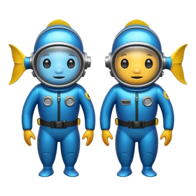 Two fish in dive suit decompressing  sticker