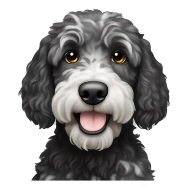 aussie labradoodle black with gray and white spots sticker