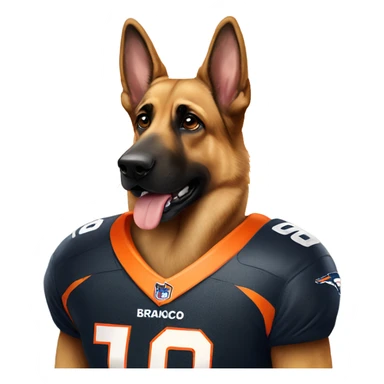 German Shepard with broncos jersey sticker