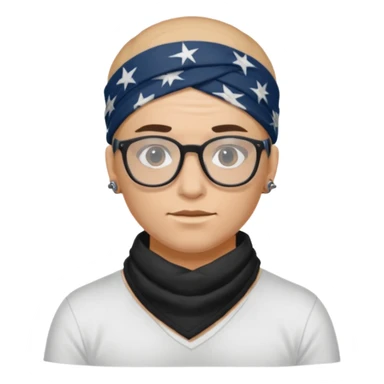 character with bandana and glasses and tattoted sticker