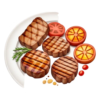 A plate of grill meet with different kind of meets sticker