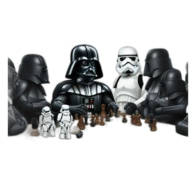 Darth vader playing chess with stormtroopers sticker