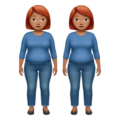 Lazy old Short woman with straight short red hair and fat tummy..wears business casual jeams and full sleeve  tshirt. Not smart looking ill fitting clothes sticker