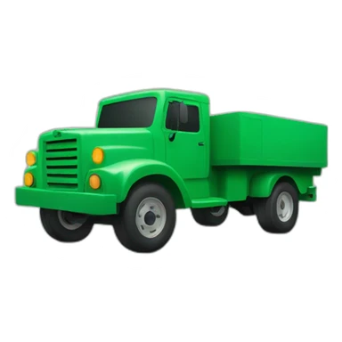 Create a minimalistic green truck in 2D style sticker