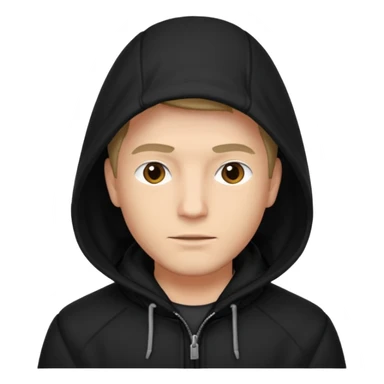 Man in black coat, hood down sticker