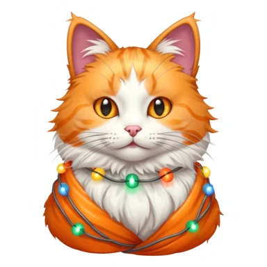 cat wrapped in christmas lights sticker