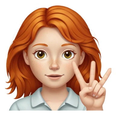 Ginger girl with freckles doing the peace sign sticker