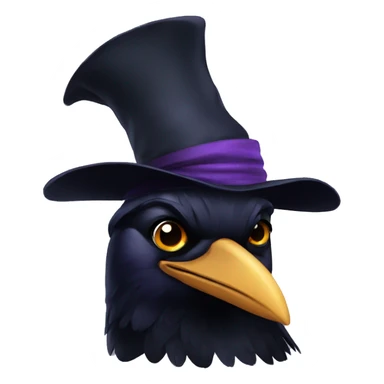 Raven with a hat sticker