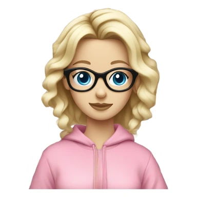 dancing-fair-haired-white-girl-pink-oversize-tracksuit-black-glasses-blue-eyes sticker