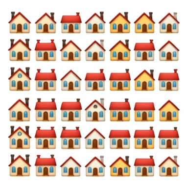 design 20 different emojies of houses, everything from small houses to giant mansions sticker
