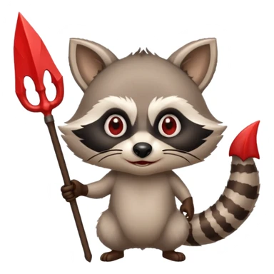 A raccoon with devil horns and trident sticker