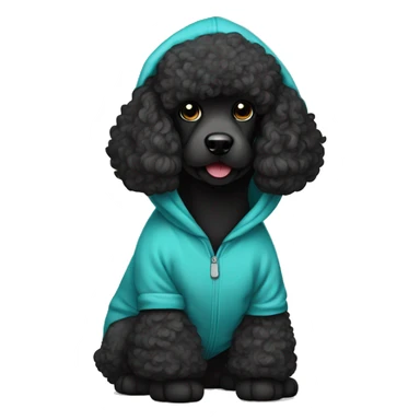 Black poodle with a hoodie sticker