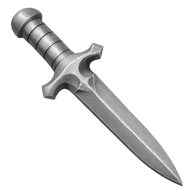 Recolor this iron dagger to steel: make it slightly lighter, crisp, and shiny, keep the same shape, realistic metallic steel, emoji style, transparent background. sticker