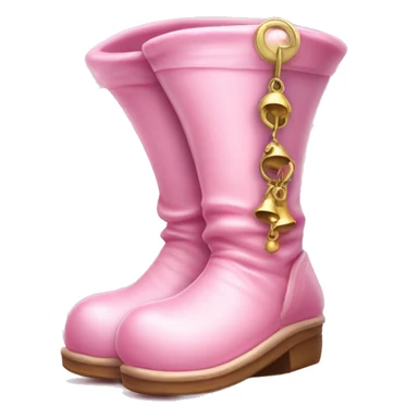 Realistic isolated baby pink elf boots with bells. sticker