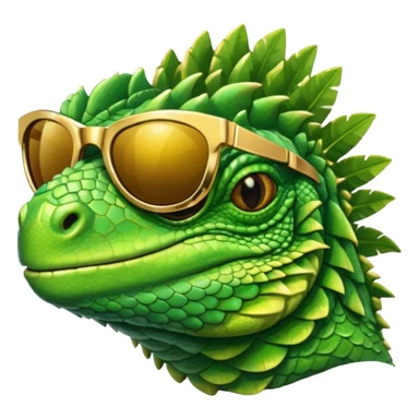 rich capitalist iguana head with golden glossy sunglasses sticker