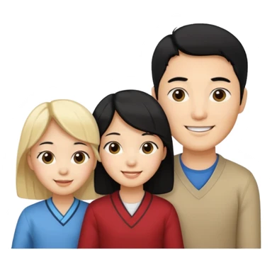 Family korean male x blonde female + black hair kid sticker