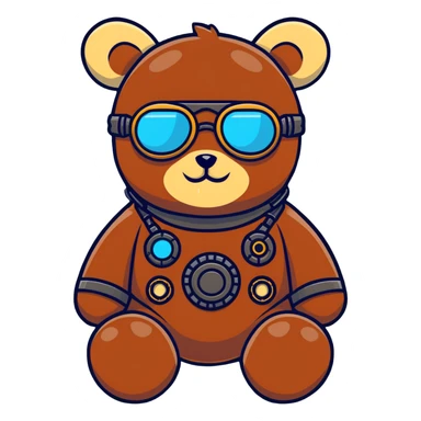 Steampunk teddy bear with goggles sticker