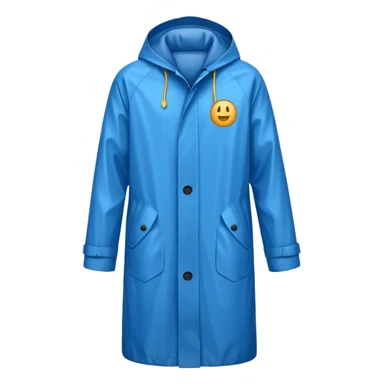 blue raincoat, just rain coat, negative: object. sticker