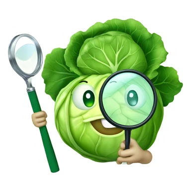 smiling cabbage hold magnifying glass sticker