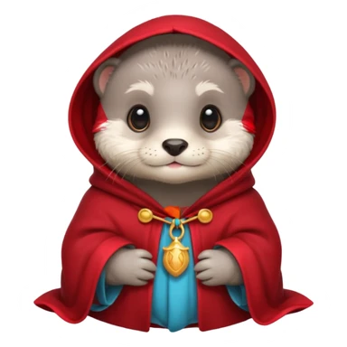 baby grey otter, in magic red cloak sticker