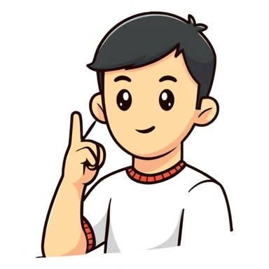 Person pointing to ear, deaf individual sticker