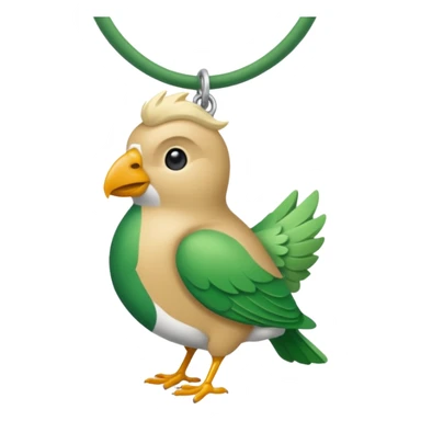 un oiseau classique vert avec un collier autour de son coup avec des breloque argentées et un seul poil blond qui fait une petite bouclette sur le front  sticker