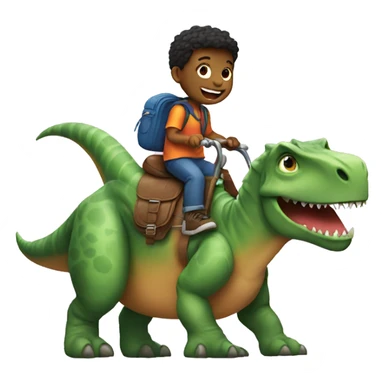 a boy riding a dinosaur sticker