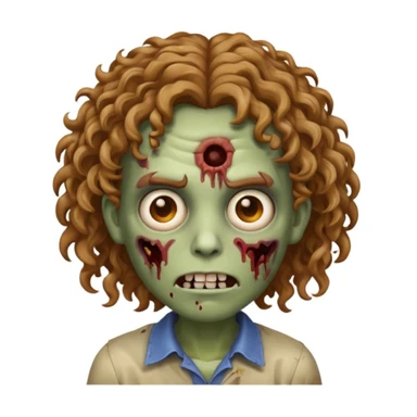 emoji de zumbi cabelo cacheado castanho claro e olho castanho sticker