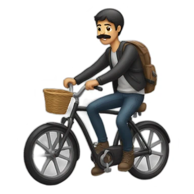 young Man with moustache on a bike sticker