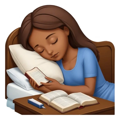 White maltester sleeping with his head on a Bible while brown haired woman reads it sticker