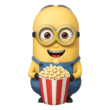 Laughing minion eating popcorn sticker